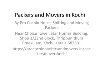 Packers and Movers in Kochi by Pro Cochin