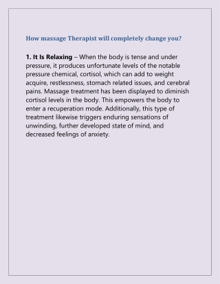 Find the Massage Therapist in Selhurst