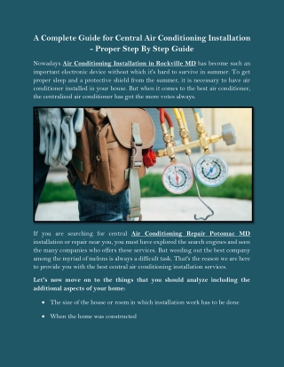 A Complete Guide for Central Air Conditioning Installation - Proper Step By Step Guide