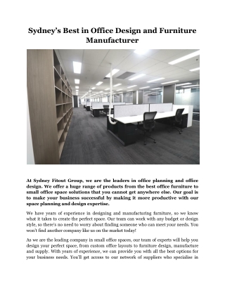 Sydney’s Best in Office Design and Furniture Manufacturer