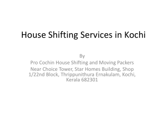 House Shifting Services in Kochi