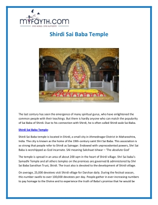 Shirdi Sai Baba Temple