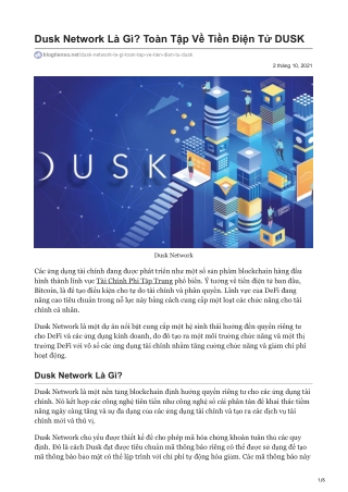 Dusk Network Là Gì Toàn Tập Về Tiền Điện Tử DUSK