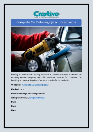 Complete Car Detailing Qatar | Crestive.qa