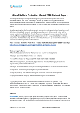 2021 Ballistic Protection Market Global Analysis Report