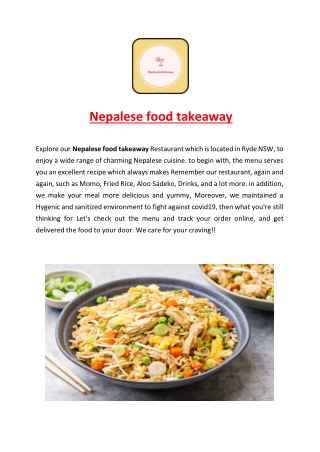 5% off - Nepalese food takeaway Restaurant Ryde Delivery, NSW