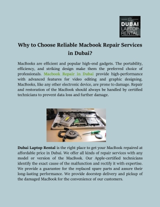 Why to Choose Reliable Macbook Repair Services in Dubai?