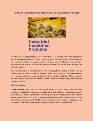 Types of Insulation Products: Industrial Insulation Products