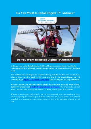 Do You Want to Install Digital TV Antenna