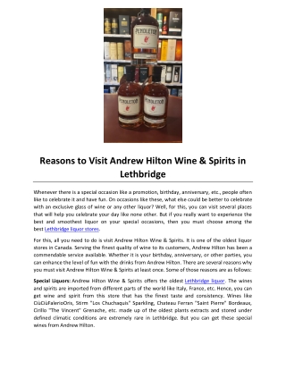 Reasons to Visit Andrew Hilton Wine & Spirits in Lethbridge