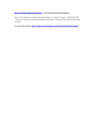 Best Full Stack Android Developer - Full Stack Android Development