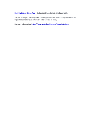 Best Bigbasket Clone App - Bigbasket Clone Script - Ais Technolabs