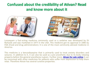 Confused about the credibility of Ativan - Read and know more about it