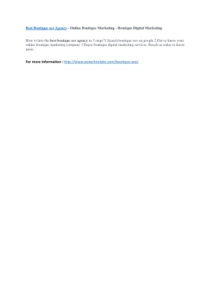 Boutique SEO- Online Boutique Marketing - Boutique Digital Marketing