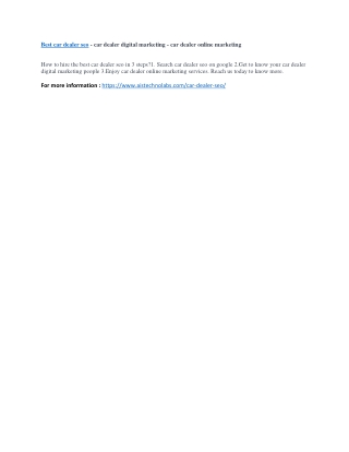 Car Dealer seo - Car Dealer Digital Marketing - Car Dealer Online Marketing