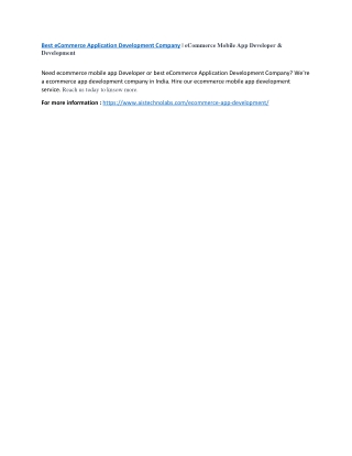 eCommerce Mobile App Developer & Development | eCommerce App Designer & Developm