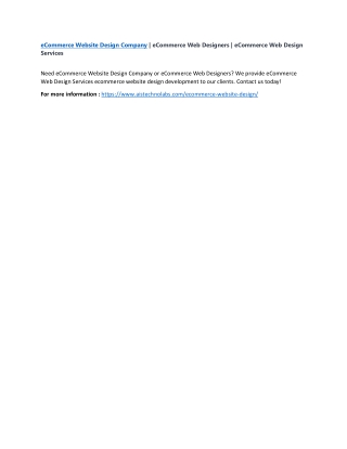 eCommerce Website Design Company | eCommerce Web Designers | eCommerce Web Desig