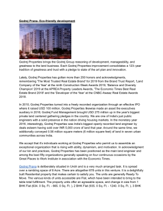 Godrej Prana- Eco-Friendly Development