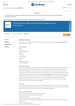 US FDA Medical Device QSR, 21 CFR 820 and Quality Management System _ eMedEvents