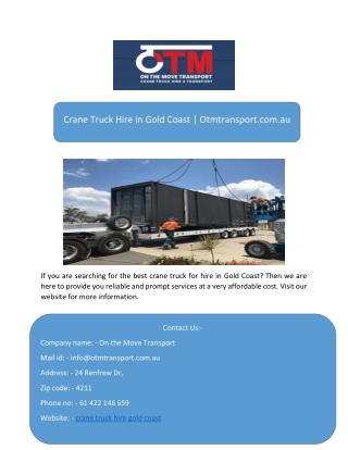 Crane Truck Hire in Gold Coast  Otmtransport.com.au-converted