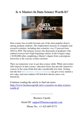 Is A Masters In Data Science Worth It