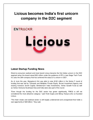 Licious becomes India's first unicorn company in the D2C segment