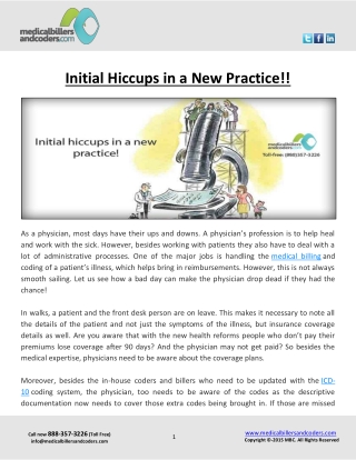 Initial Hiccups in a New Practice!!