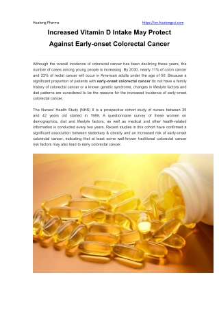 Increased Vitamin D Intake May Protect Against Early-onset Colorectal Cancer