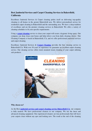 Janitorial Services and Carpet Cleaning