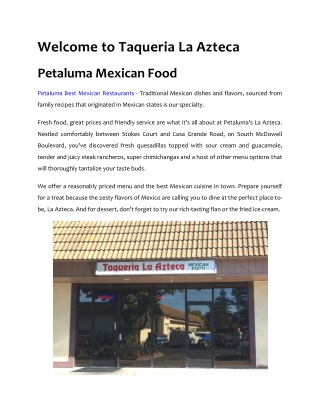 Petaluma Mexican Food