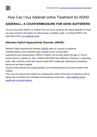 How Can I buy Adderall online Treatment for ADHD