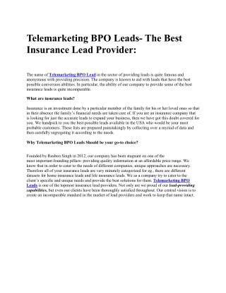 Insurance Lead Provider