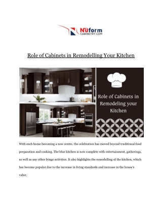 Role of Cabinets in Remodelling Your Kitchen
