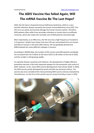 The AIDS Vaccine Has failed Again, Will The mRNA Vaccine Be The Last Hope