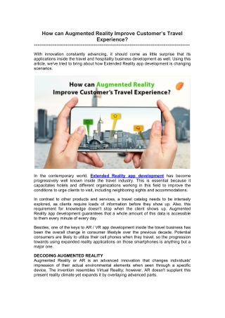 How can Augmented Reality Improve Customer’s Travel Experience