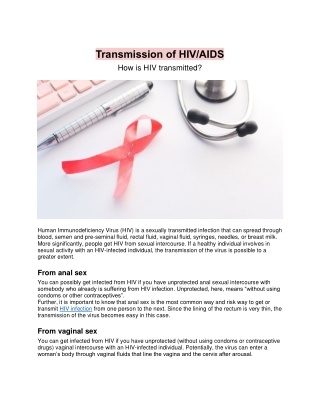 Transmission of HIV-AIDS