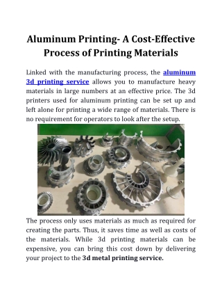 Aluminum Printing- A Cost-Effective Process of Printing Materials