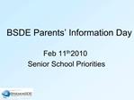 BSDE Parents Information Day