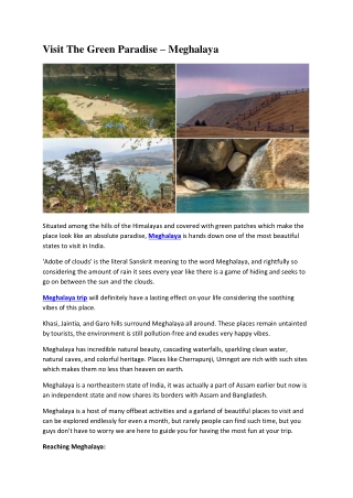 Visit The Green Paradise - Meghalaya