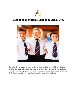 Best school uniform supplier in Dubai, UAE