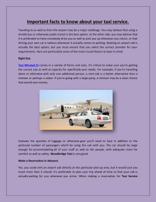 Important facts to know about your taxi service
