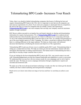 Telemarketing BPO Leads