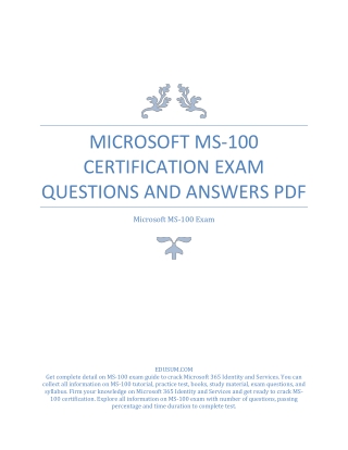 Microsoft MS-100 Certification Exam Questions and Answers PDF