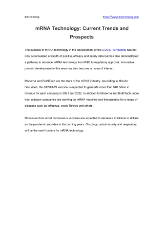 mRNA Technology Current Trends and Prospects