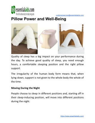 Pillow Power and Well-Being