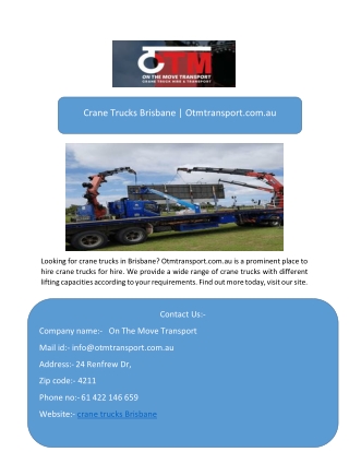 Crane Trucks Brisbane Otmtransport.com.au-converted