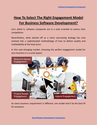 How To Select The Right Engagement Model For Business Software Development