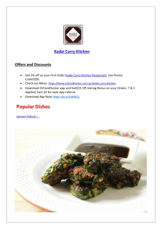 15% Off - Kadai Curry Kitchen Indian Restaurant Blackburn South, VIC