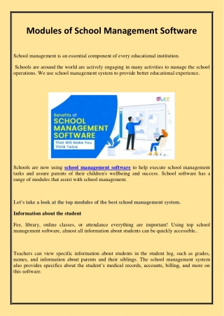 Modules of School Management Software