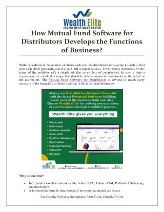 How Mutual Fund Software for Distributors Develops the Functions of Business